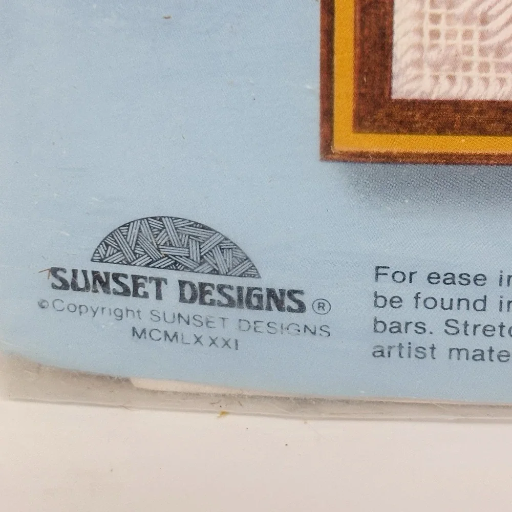 Vintage Sunset Needlepoint Wedding Lace Photo Frame Kit Fits 8x10 NOS
